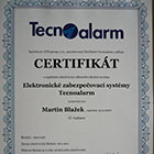 Certifikát Tecnoalarm (Martin Blažek)