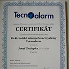 Certifikát Tecnoalarm (Josef Chalupka)